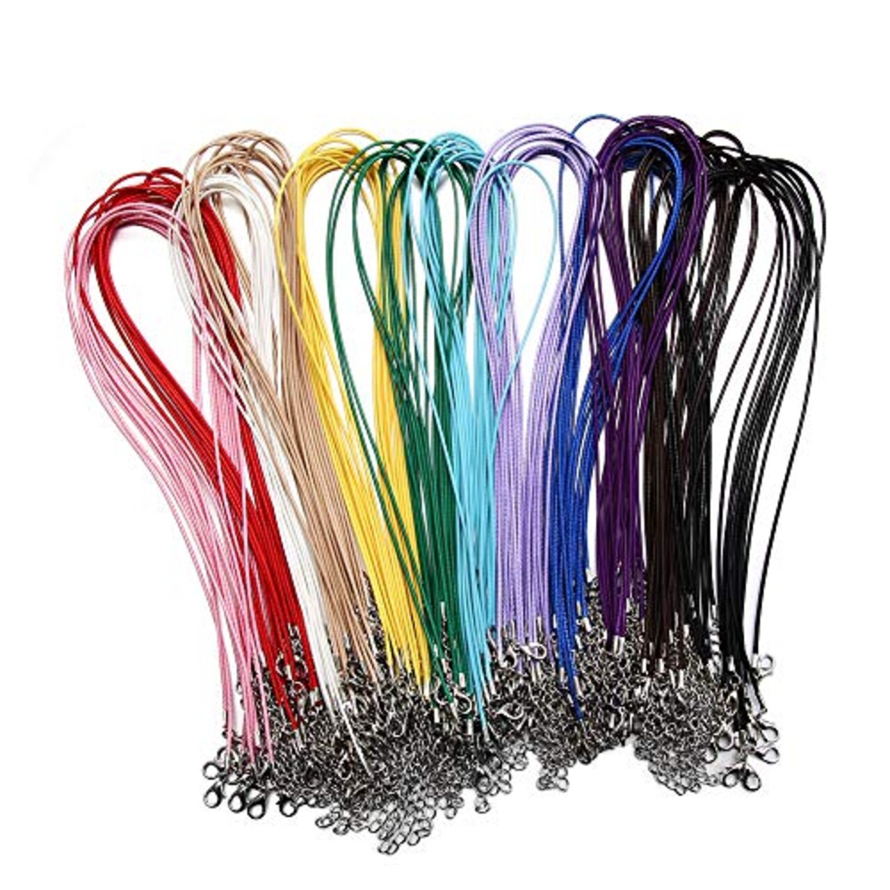 60 Pieces Waxed Necklace Cord Bulk for Jewelry Making,Necklace Rope String with Clasp for DIY Bracelet Pendant,Multicolor(18 Inches and Thickness 1.5mm)